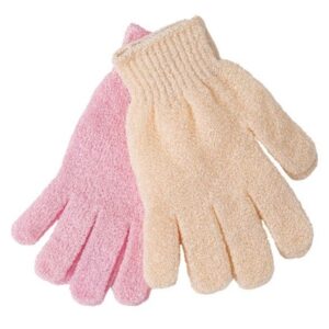 GUANTES EXFOLIANTES 2PAR  ROSA Y BEIGE 506394 - Imagen 1